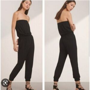 Aritzia Black Strapless Rayon Jumpsuit Romper Size S